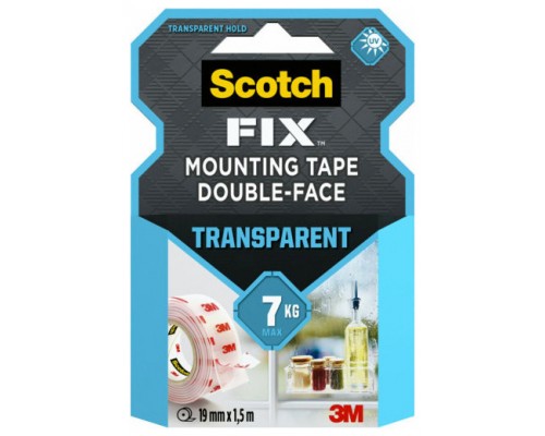 ROLLO CINTA DE MONTAJE DOBLE CARA TRANSPARENTE 19 MM X 1,5M HASTA 7KG FIX 4910C-1915-P SCOTCH 7100261816 (Espera 4 dias)
