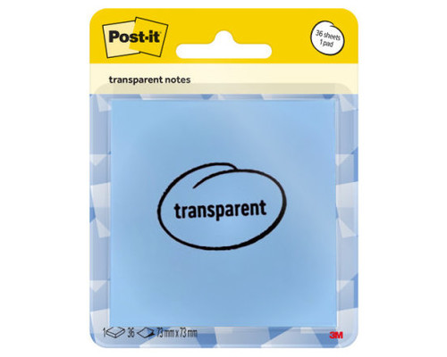 BLISTER 36 HOJAS NOTAS TRANSPARENTES 600-1TRSPB 73X73 MM AZUL PASTEL POST-IT 7100394509 (Espera 4 dias)