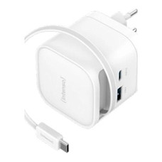 Intenso Cargador GaN W65ACIC retráctil Blanco-SX5 Intenso Cargador GaN W65ACIC retráctil Blanco
