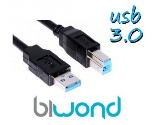 CABLE USB 3.0 - 1.8M BIWOND, TIPO A/M-B/M, NEGRO (Espera 2 dias)