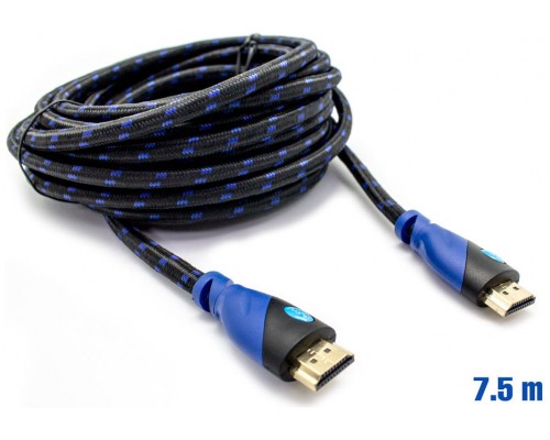 Cable HDMI Mallado v.1.4 M/M 30AWG Azul/Negro 7.5m BIWOND (Espera 2 dias)