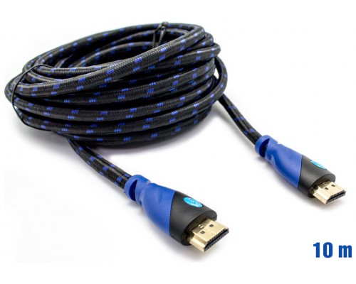 Cable HDMI Mallado v.1.4 M/M 28AWG Azul/Negro 10m BIWOND (Espera 2 dias)