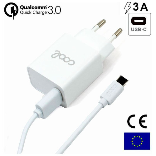 Cargador Red Conector Tipo-C Universal 3Amp (Carga Rápida) COOL Kit 2 en 1 Blanco-CS3 Cargador Red Conector Tipo-C Universal 3Amp (Carga Rápida) COOL Kit 2 en 1 Blanco