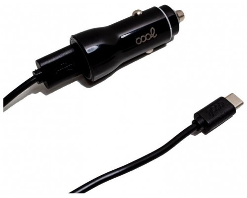 Cargador Coche Cable Tipo C (2 x Usb) COOL 2.4A Kit 2 en 1 Negro