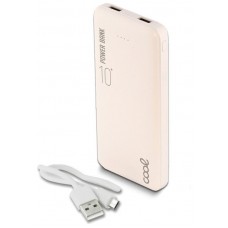 Bateria Externa Universal Power Bank 10.000 mAh (2 x usb / 2.1A) COOL Leather Blanco