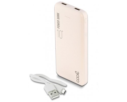 Bateria Externa Universal Power Bank 10.000 mAh (2 x usb / 2.1A) COOL Leather Blanco