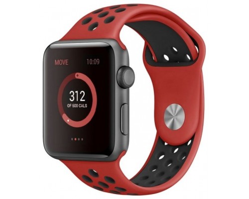 Correa COOL para Apple Watch Series 1 / 2 / 3 / 4 / 5 / 6 / 7 / SE (42 / 44 / 45 mm) Sport Rojo-Negro