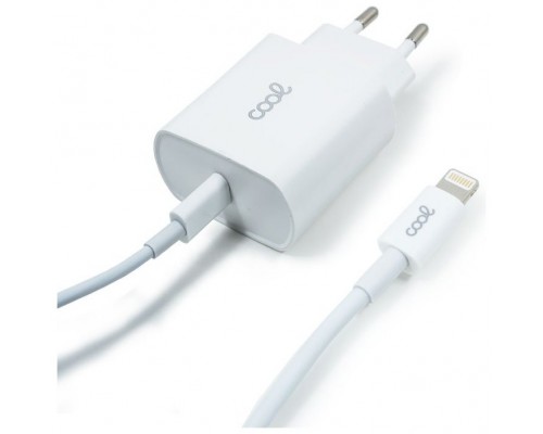 Cargador Red para iPhone COOL Entrada TIPO-C PD + Cable Tipo C - Lightning 1,2 metros (20W)