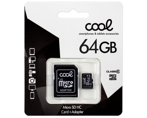 Tarjeta Memoria Micro SD con Adapt. x64 GB COOL (Clase 10)