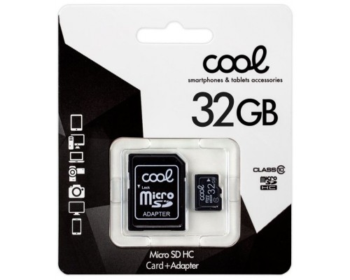 Tarjeta Memoria Micro SD con Adapt. x32 GB COOL (Clase 10)