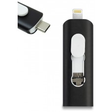 Pen Drive x USB 128 GB COOL (3 en 1) Lightning / Tipo-C / Micro-USB Negro