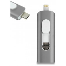 Pen Drive x USB 128 GB COOL (3 en 1) Lightning / Tipo-C / Micro-USB Gris