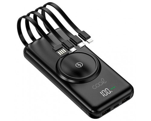 Batería Externa Universal Power Bank 10.000 mAh + Qi Carga Inalámbrica (4 conexiones) Negro