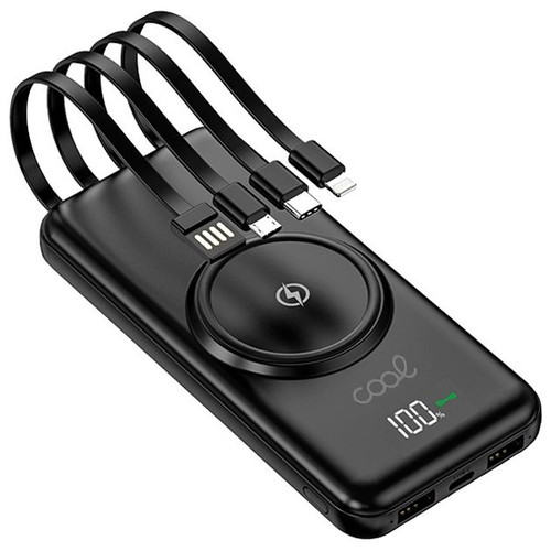 Bater&iacute;a Externa Universal Power Bank 10.000 mAh + Qi Carga Inal&aacute;mbrica (4 conexiones) Negro