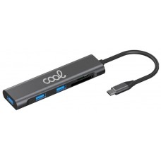 Hub Tipo-C Universal COOL 5 en 1 Aluminio (3 x USB 3.0 + SD + Micro SD)