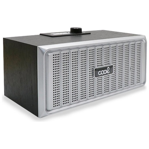 Altavoz M&uacute;sica Universal Bluetooth Marca COOL Retro (20W) Madera Negro Frontal Plata