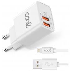 Cargador Red para iPhone COOL 2 x USB + Cable Lightning 1,2m (2.4 Amp)