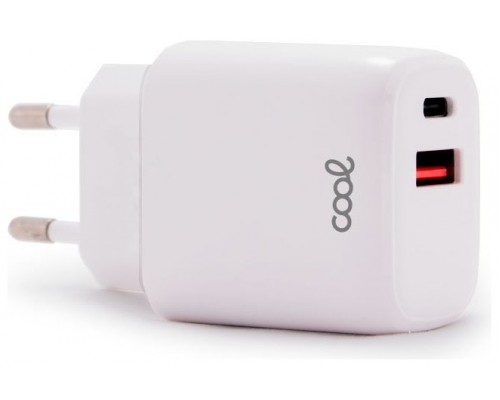 Cargador Red Universal Fast Charger (PD) Dual Tipo-C / USB COOL (20W) Blanco