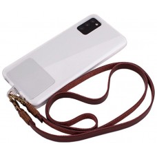 Cordón Colgante Polipiel COOL Universal con Tarjeta para Smartphone Marrón