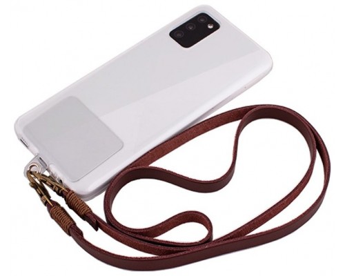 Cordón Colgante Polipiel COOL Universal con Tarjeta para Smartphone Marrón