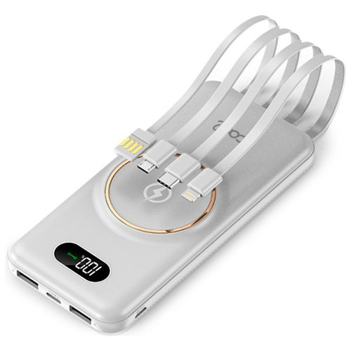Bater&iacute;a Externa Universal Power Bank 10.000 mAh + Qi Carga Inal&aacute;mbrica (4 conexiones) Blanco