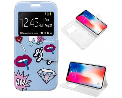 Funda COOL Flip Cover para iPhone X / iPhone XS Dibujos Lips