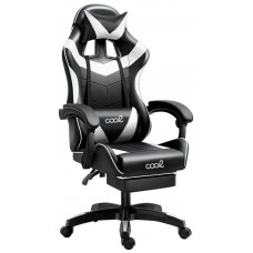 Sillón Gaming Premium COOL Rest Negro-Blanco (Reposapiés)