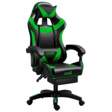 Sillón Gaming Premium COOL Rest Negro-Verde (Reposapiés)