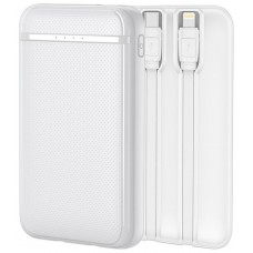 Bateria Externa Power Bank 5000 mAh COOL (2 Cables: TIPO C / Lightning) Blanco