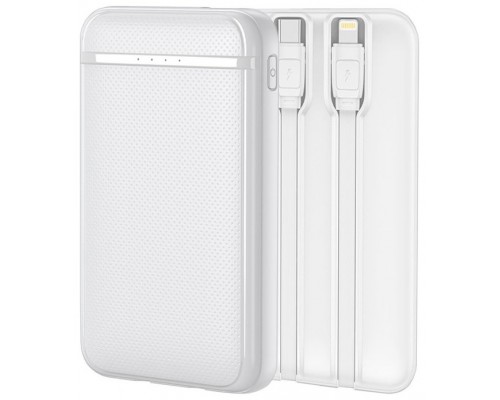 Bateria Externa Power Bank 5000 mAh COOL (2 Cables: TIPO C / Lightning) Blanco