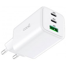 Cargador Red Universal Ultra Fast PD Port x3 (2x Tipo-C + 1x USB) COOL (65W) GaN Blanco
