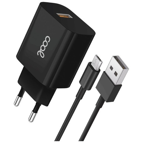 Cargador Red Conector Micro-usb COOL Universal 2.4Amp Kit 2 en 1 Negro