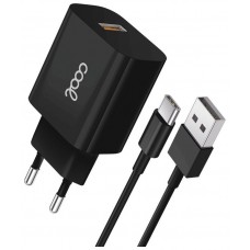 Cargador Red Conector Tipo-C (2.4 Amp) Universal COOL Kit 2 en 1 Negro