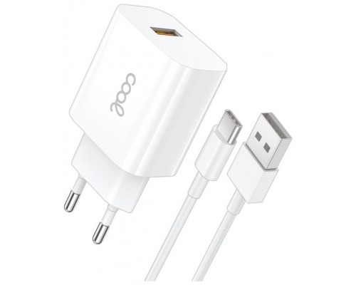 Cargador Red Conector Tipo-C (2.4 Amp) Universal COOL Kit 2 en 1 Blanco