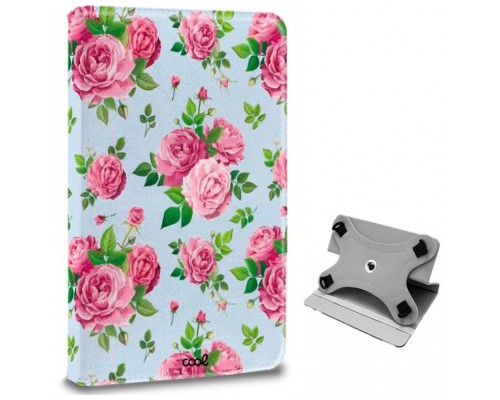 Funda COOL Ebook / Tablet Universal 9.7 - 11 pulg Polipiel Rosas (Panorámica)