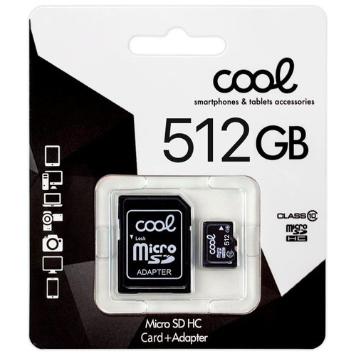 Tarjeta Memoria Micro SD con Adaptador x512 GB COOL (Clase 10)
