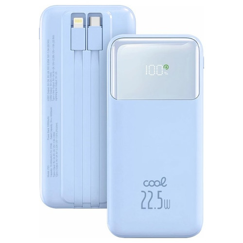 Bater&iacute;a Externa Universal Power Bank 10.000 mAh Carga R&aacute;pida 22.5W COOL Pocket Celeste