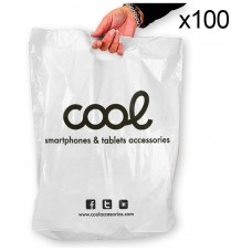 Pack 100 Bolsas Plástico Blancas 70% Reciclado COOL Grandes (51 x 40 cm)