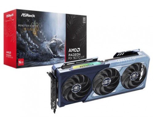 VGA ASROCK RX 9070 XT MONSTER HUNTER WILDS EDITION,AMD,RX9070XT,16GB,GDDR6,256BIT,1HDMI+3DP -JUEGO INCLUIDO- (RX9070XT MH 16G) (Espera 4 dias)