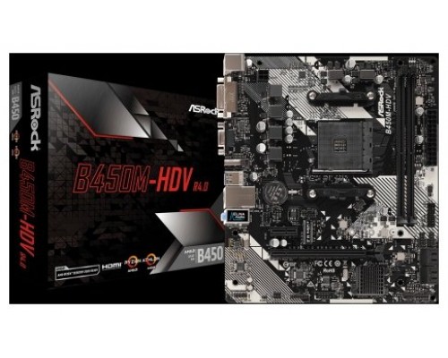 PLACA ASROCK B450M-HDV R4.0 AMD AM4 2DDR4 HDMI PCIE3.0 (Espera 4 dias)