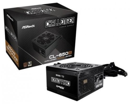 FUENTE ALIMENTACION ASROCK CL-650B,PSU,650W,80 PLUS BRONZE,120MM,ACTIVE PFC,PCI-E (6+2 pin)x4,SATA (5 pin)x4 (Espera 4 dias)