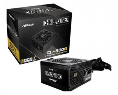 FUENTE ALIMENTACION ASROCK CL-650G,PSU,650W,80 PLUS GOLD,120MM,ACTIVE PFC,PCI-E (6+2 pin)x4,SATA (5 pin)x4 (Espera 4 dias)
