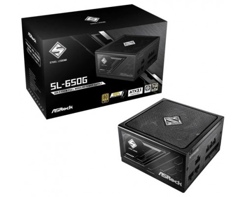 FUENTE ALIMENTACION ASROCK SL-650G,PSU,650W,80 PLUS GOLD,135MM,MODULAR,PCI-E 5.1 (12+4pin)x1,PCI-E (6+2 pin)x3,SATA (5 pin)x9 (Espera 4 dias)