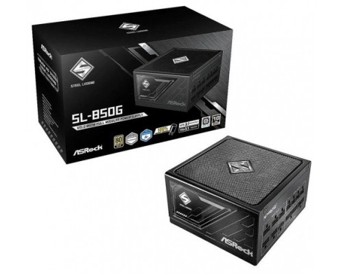 FUENTE ALIMENTACION ASROCK SL-850G,PSU,850W,80 PLUS GOLD,135MM,MODULAR,PCI-E 5.1 (12+4pin)x1,PCI-E (6+2 pin)x3,SATA (5 pin)x9 (Espera 4 dias)