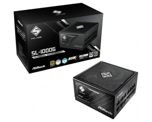 FUENTE ALIMENTACION ASROCK SL-1000G,PSU,1000W,80 PLUS GOLD,135MM,MODULAR,PCI-E 5.1 (12+4pin)x1,PCI-E (6+2 pin)x3,SATA (5 pin)x9 (Espera 4 dias)
