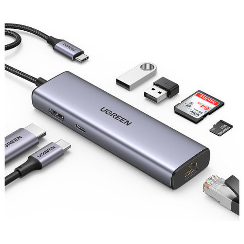 UGREEN HUB 7 EN 1, 2USB3.0, LECTORTARJETA, MICROSD, RJ45 ETHERNET GGBT1000MBPS, USB C100W (Espera 4 dias)-SX6 UGREEN HUB 7 EN 1, 2USB3.0, LECTORTARJETA, MICROSD, RJ45 ETHERNET GGBT1000MBPS, USB C100W (Espera 4 dias)
