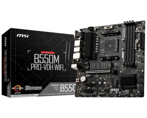 PLACA MSI B550M PRO-VDH WIFI,AMD,AM4,B550,4DDR4,128GB,VGA+HDMI+DP,GBLAN+WIFI+BT4.2,4SATA3+2M.2,5USB3.2,MATX (Espera 4 dias)