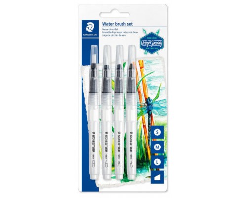 BL&Iacute;STER CON 4 PINCELES REDONDO FINO, REDONDO MEDIO, REDONDO LARGO, BISELADO STAEDTLER 949-SBK4-C (Espera 4 dias)