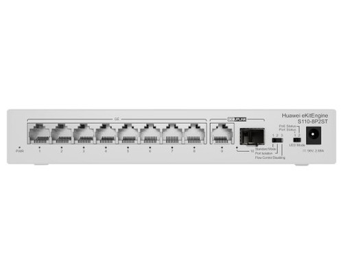 HUAWEI S110-8P2ST ( 8 10/100/1000 BASE-T PORTS POE+ 1GE SFP PORT, 1*10/100/ 100BASE T PORT, AC POWER, POWER ADAPTER) (Espera 4 dias)