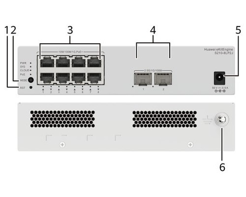 HUAWEI S210-8LP2J (8*10/100/1000BASE-T PORTS (32W POE+), 2*2.5GE SFP PORTS, WITH 1*AC POWER ADAPTER, FANLESS)" (Espera 4 dias)